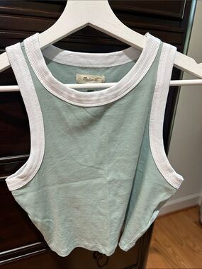 Madewell Mint Green Tank with White Trim